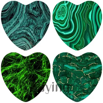 10шт 25 мм В форме сердца, Текстура зеленого камня, Изображение, Стеклянный кабошон, Кулон 
