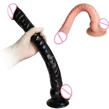 Черный фаллоимитатор длиной 40 см, реалистичный пенис, фаллоимитатор с присоской, Вагинально-анальные фаллоимитаторы, женская мастурбация, секс-игрушки для женщин и мужчин