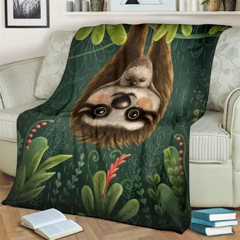 HXFashion Одеяла для животных Фланелевое одеяло с милым ленивцем и 3D графикой, забавное покрывало для офисного сна, плюшевые одеяла