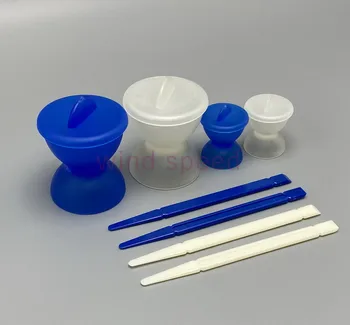 Стоматологическая силиконовая чаша для смешивания с двойной головкой, чашка + крышка + набор шпателей, инструменты для снятия слепков, инструменты для смешивания материалов стоматолога
