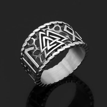 Скандинавский символ викинга Одина амулет valknut Кольцо из нержавеющей стали с подарочным пакетом Valknut