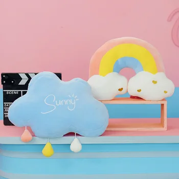 Плюшевые подушки в виде неба, подушка в форме Луны, радужного облака, украшение детской комнаты, декор для стула, подушка для сиденья