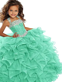 Великолепное платье с цветочным узором для девочек, платье без рукавов с блестками, детское платье принцессы для вечеринки, каскадное платье для Первого Святого Причастия