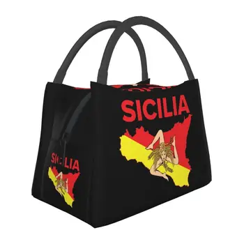 Карта Сицилии Trinacria Термоизолированные Сумки Для Ланча Sicilian Pride Многоразовый Ланч-Тотализатор для Офиса На Открытом Воздухе Для Хранения Еды Food Box