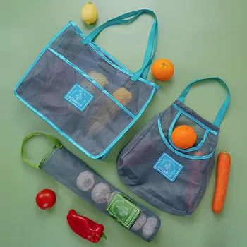 Красочная Бытовая Сетчатая сумка для фруктов и овощей, складная Портативная Многоразовая Сумка для хранения всякой всячины, игрушек, Моющаяся Сумка для покупок продуктов.