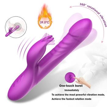 Женская мастурбация Силиконовый Нагревательный Телескопический вибратор-Кролик Вращающийся Вибратор G-spot Стимулятор клитора Секс-игрушка для женщины