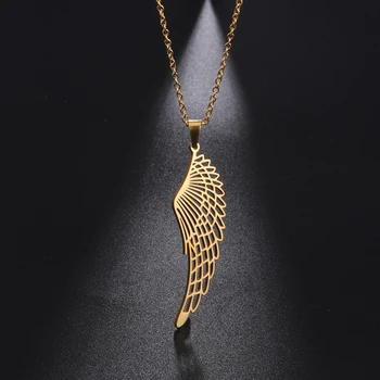 Ожерелье с крыльями Ангела Amaxer для мужчин и женщин, Полые крылья, Ожерелье-чокер из нержавеющей стали, подарок на годовщину свадьбы