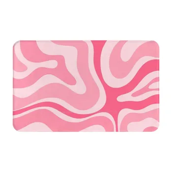 Современный ретро жидкий вихревой абстрактный узор в конфетно-розовом цвете Дверной коврик Коврик для ног домашний коврик с рисунком Groovy Retro Эстетичный современный