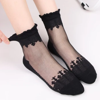 Летние Элегантные женские удобные носки для девочек, женские тонкие хрустальные шелковые прозрачные носки, красивые мягкие эластичные носки