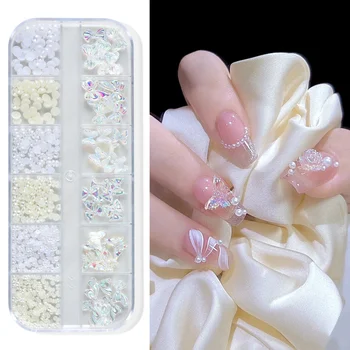 6/12 сетки, Стразы для дизайна ногтей Aurora Pearl Butterfly, плоские бриллианты, брелоки для ногтей, принадлежности для профессионалов, украшения ногтей.