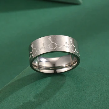 Кольцо для пары с молекулой дофамина CHENGXUN из нержавеющей стали 8 мм, Обручальные кольца для пальцев, Биологическое Научное кольцо Для влюбленных, Драгоценный камень
