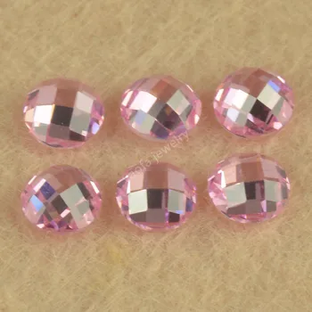 Горячая распродажа 3-8 мм Розового цвета круглой формы с плоским дном, ограненный в шахматном порядке Кубический цирконий, Россыпь камней CZ, созданных в лаборатории для ювелирных изделий