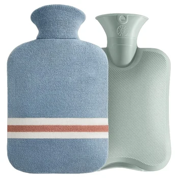 2-литровый мешок для горячей воды из ПВХ, грелка, мешок для горячей воды в классическую полоску (небесно-голубой)