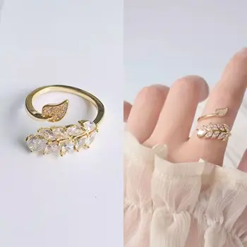 Новое ультра-сверкающее кольцо с циркониевым листом из Японии и Южной Кореи, женское персонализированное кольцо с регулируемым размером отверстия для указательного пальца