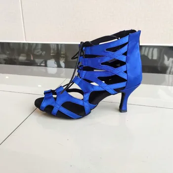 Evkoodance Новые ботинки для латиноамериканских танцев, женская обувь для танцев Сальса танго, обувь для спортивных танцев в помещении, профессиональная синяя обувь для бальных танцев