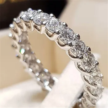 Модное серебряное кольцо со стразами и цирконием, женское элегантное простое круглое кольцо с мозаичным кристаллом, свадебное ювелирное кольцо jz290