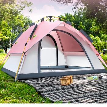 Уличная палатка Полностью Автоматическая Портативная Палатка Для семейного пикника, Кемпинг, Быстроразъемная Розовая палатка