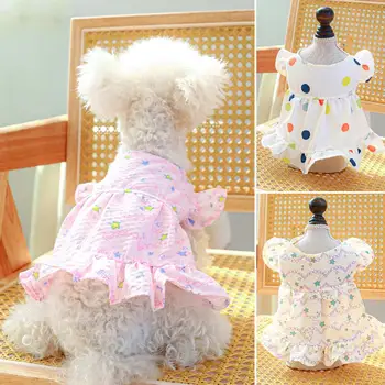 Милая юбка для домашних животных из полиэстера, весенне-летнее платье для щенков, не садящееся платье для домашних животных, Дышащие товары для домашних животных