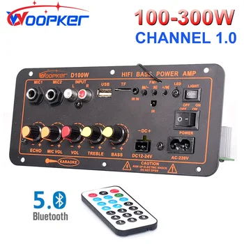 Плата усилителя Bluetooth Woopker D100W Цифровой усилитель Макс 300 Вт 220 В/12 В/24 В Поддержка двойного микрофона MP3-плеер