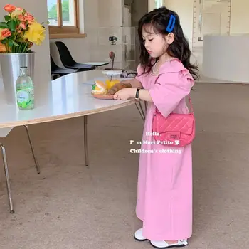 Корейская детская одежда 2023, Летняя новинка, модный комбинезон с короткими рукавами для девочек, Удобная повседневная одежда, Бутик одежды