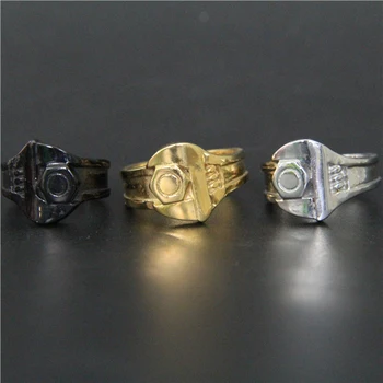 2016 Модное новое кольцо с гаечным ключом для мальчиков Mini Ladies из нержавеющей стали 316L высшего качества, 3 цвета, байкерское кольцо с гаечным ключом