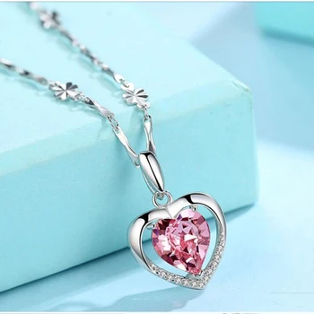 Новое модное ожерелье с подвеской, женское ожерелье с кристаллом в форме сердца из циркона, женское ожерелье Love
