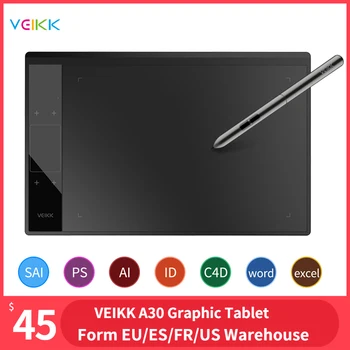 VEIKK A30/S640 Graphic Tablet планшет графический планшет Remote 10x6 inch Large Active Area Digital Drawing Tablet For Artists