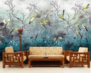 Обои на заказ с 3D ручной росписью цветов и птиц, ностальгическая китайская классическая настенная роспись в стиле ретро фотообои