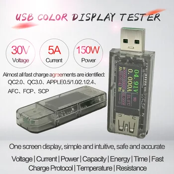 DC Цифровой 30v 5A USB Тестер Напряжения тока измеритель мощности QC 2.0 3.0 FCP AFC DCP Детектор power bank индикатор зарядного устройства