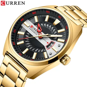 Мужские часы 2021 Люксовый бренд Curren Мужские Золотые часы Водонепроницаемые Часы из нержавеющей стали Мужские Золотые Relogio Masculino 2022