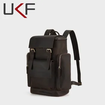 Мужской рюкзак из натуральной кожи в стиле ретро UKF, большая вместительная сумка для ноутбука, школьный рюкзак, мужские сумки через плечо, кожаные рюкзаки для путешествий
