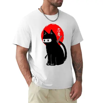 Черная футболка ninja cat с аниме-футболкой, мужская одежда