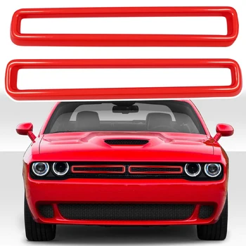 Ming Xing 2 шт./компл. Красные вставки в решетку радиатора, отделка крышки, внешние аксессуары, подходит для Dodge Challenger 2015-2020 гг.