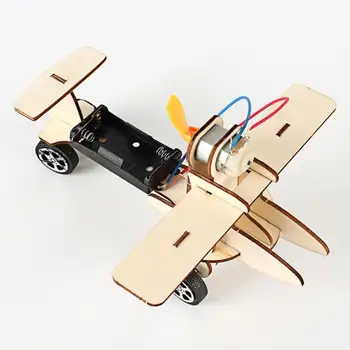 Модель DIY Assembly Science Toy Детский Электрический Раздвижной Самолет Студенческий Эксперимент Деревянный Самолет детские игрушки