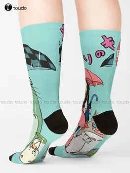 Носки My Neighbor Demon Slayer, мужские носки-тапочки, персонализированный подарок с цифровой печатью 360 °, Harajuku, красочный повседневный ретро-стиль