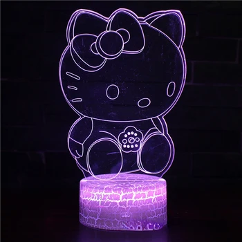 Sanrio Hello Kitty Kuromi My Melody Cinnamoroll 3D Night Light Вставляемая Красочная Прикроватная Настольная Лампа Креативный Ночник На День Рождения