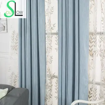 Slow Soul Синий Зеленый Серый Коричневый Современные простые шторы с чистым затенением, французское окно, Однотонное Для гостиной, кухни, спальни