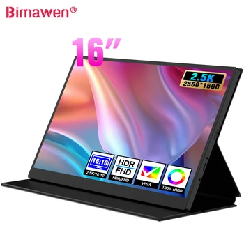 Bimawen 16 дюймов 2,5 К 144 Гц Портативный Монитор 2560*1600 100% sRGB Игровой Дисплей T-C HDMI Для Swtich PS5 Смартфон Игровой ПК Компьютер