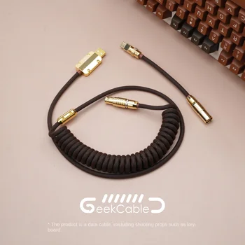 Руководство GeekCable индивидуальная механическая клавиатура кабель для передачи данных GMK theme SP колпачок для ключей проволочная оплетка коричнево-золотая фурнитура