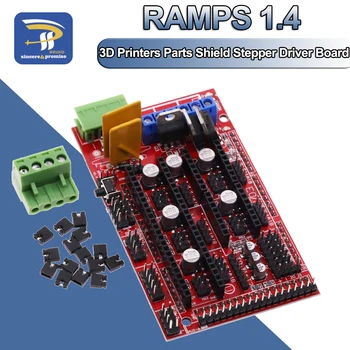 Панель RAMPS 1.4 Материнская плата, детали для 3D-принтеров, экран, красный, черный, Элементы управления, плата шагового драйвера Reprap