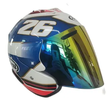 Мотоциклетный шлем с открытым лицом регулируемого размера, защитный шлем унисекс, защитное снаряжение для головы, синий защитный шлем для лезвий, вместительный