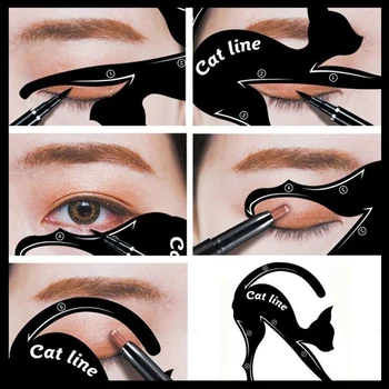 2/4/10 pcsCat Line Трафареты Для Подводки Глаз Black Pro Eye Makeup Tool Eye Template Shaper Модель Легкого макияжа Cat Line Трафареты