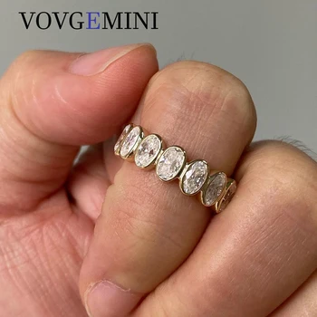 VOVGEMINI Обручальное кольцо с овальным муассанитом 3x5 мм из серебра 925 пробы с покрытием Orinigal, безель из чистого золота 18 карат, женские роскошные Кольца