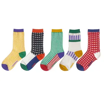 Оригинальный дизайн ниши Harajuku, игривая комбинация, женские хлопчатобумажные носки с гофрированной решеткой для лета, осени и зимы