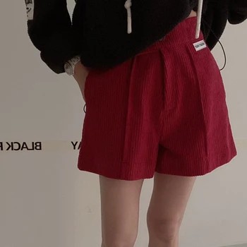 Корейский шикарный Весенний Ретро-стиль меньшинства, темперамент, вельветовые тонкие повседневные шорты с высокой талией, женские велосипедные брюки из денима