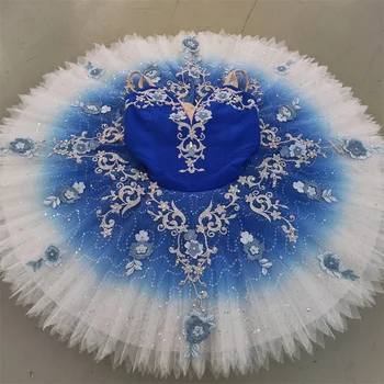Профессиональный Высококачественный Индивидуальный размер Индивидуальный цвет 12 слоев детских и взрослых синих балетных костюмов-пачки