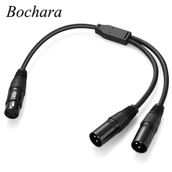 Bochara 50 см 3-контактный разъем XLR с двойным разъемом XLR, Y-образный кабель-разветвитель, фольга + Плетеный экранированный для микрофона, микшера, усилителя