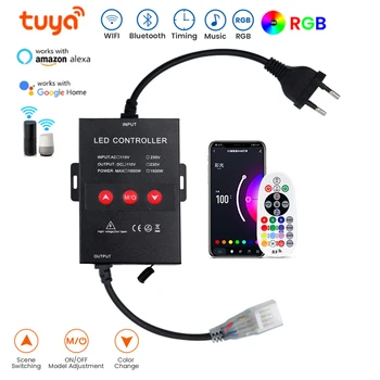 AC220V 110V Smart TUYA RGB 5050 Светодиодный Контроллер Синхронизации Музыки Wifi Bluetooth App Control RGB Контроллер Работы с Alexa Google Home