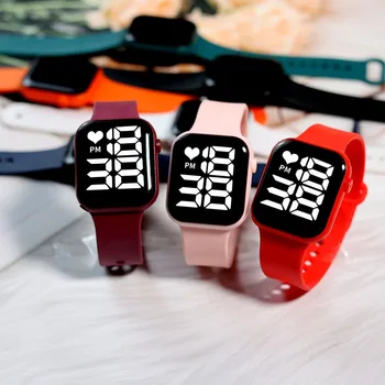 Умные водонепроницаемые часы для женщин, светодиодные цифровые часы, модные повседневные простые силиконовые женские наручные часы, электронные часы