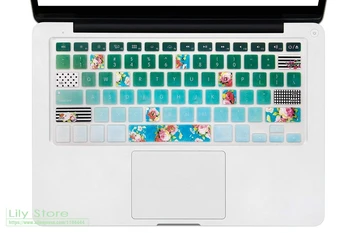 Для Macbook Pro 13 15 С силиконовой оболочкой Retina или без нее Для Macbook Air 13.3 Художественные Розовые цветы В зеленой обложке Клавиатуры